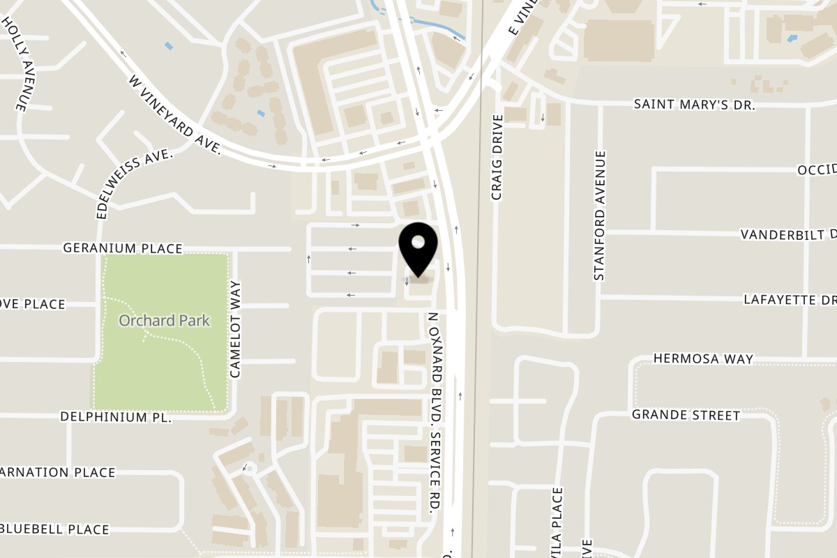 Map showing the location of Tacos Don Chente on 2131 N Oxnard Blvd in Oxnard